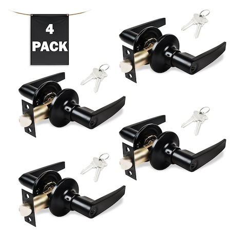 Premier Lock Entry Door Lever Lock Set Set of 4, Keyed Alike, Matte Black, 4PK LEV11X-4